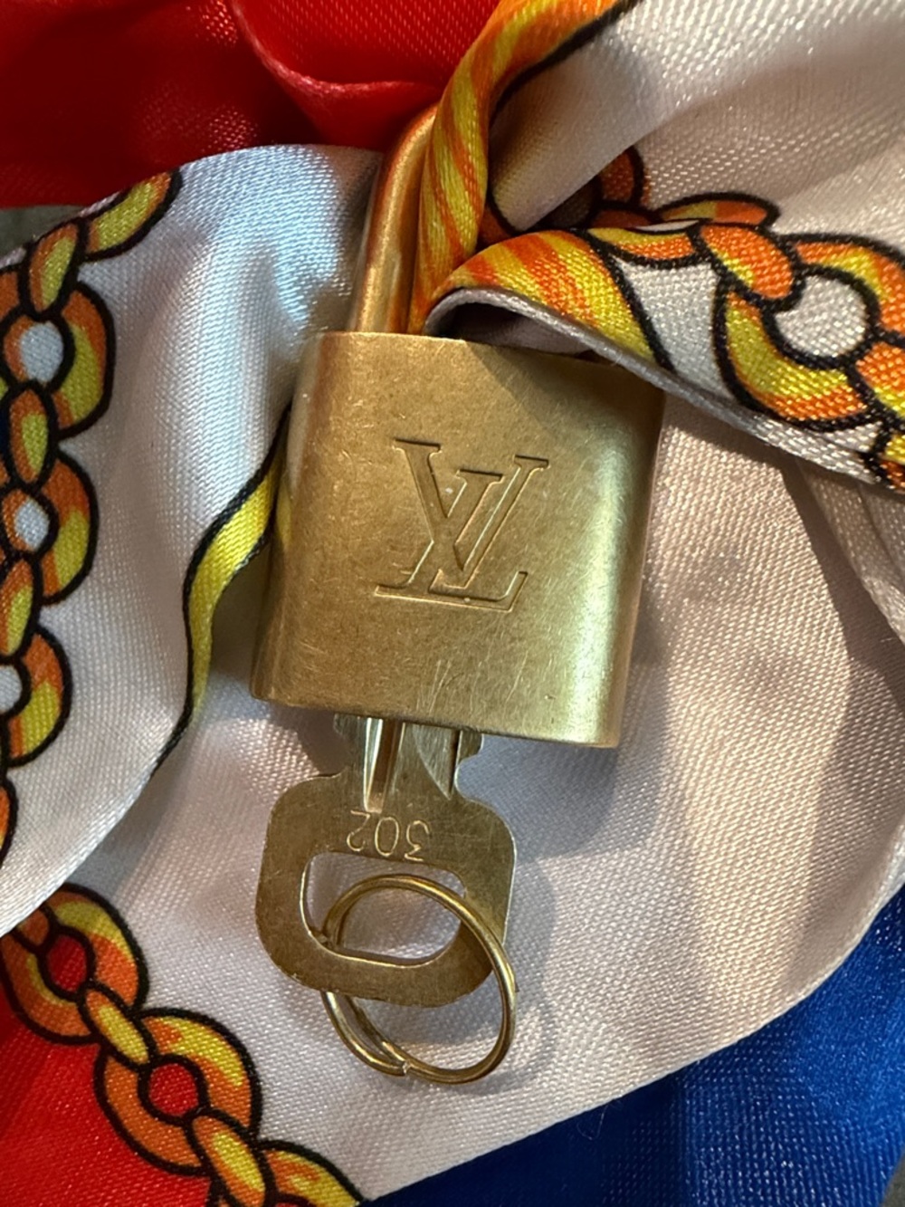 Louis Vuitton Brass Padlock Charm with Key #302